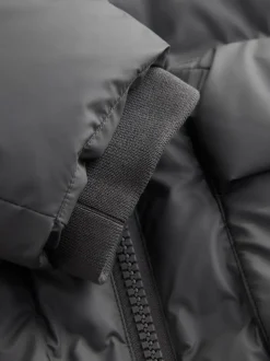 Grey ThermoGen Shower Resistant Rubbersied Puffer Coat