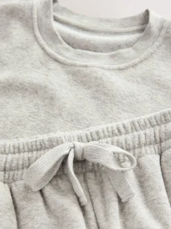 Grey Towelling Short Sleeve Pyjamas Set