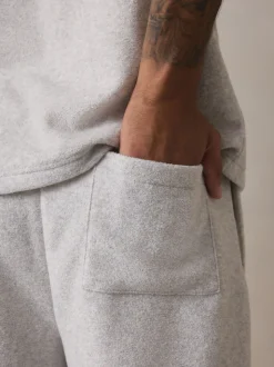 Grey Towelling Short Sleeve Pyjamas Set