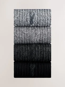 Grey Twisted Heavyweight Socks 4 Pack