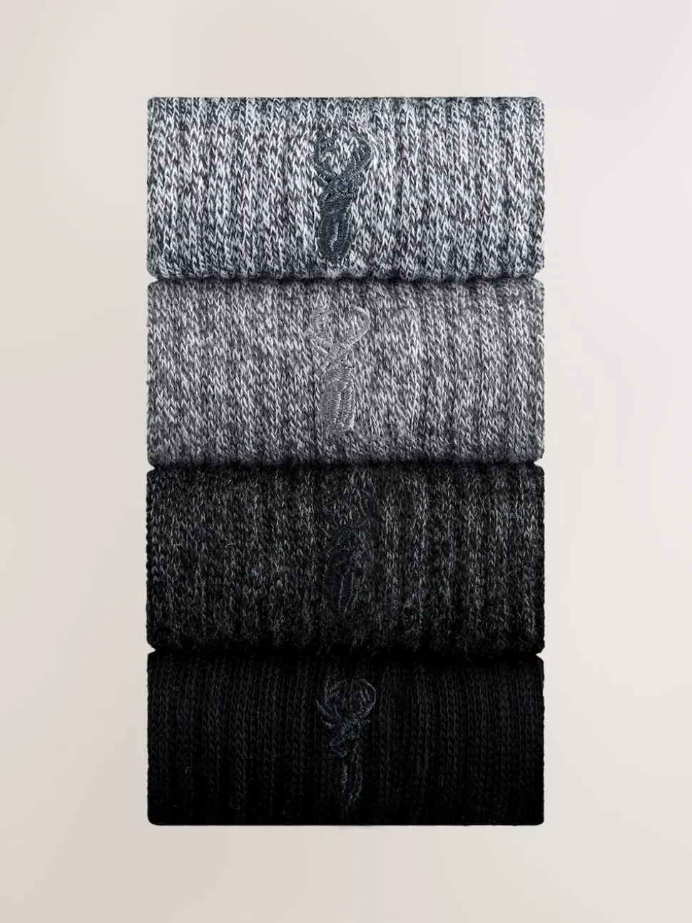 Grey Twisted Heavyweight Socks 4 Pack
