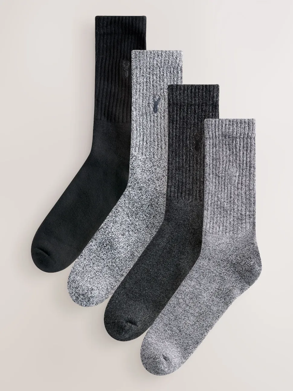 Grey Twisted Heavyweight Socks 4 Pack