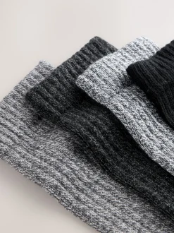 Grey Twisted Heavyweight Socks 4 Pack