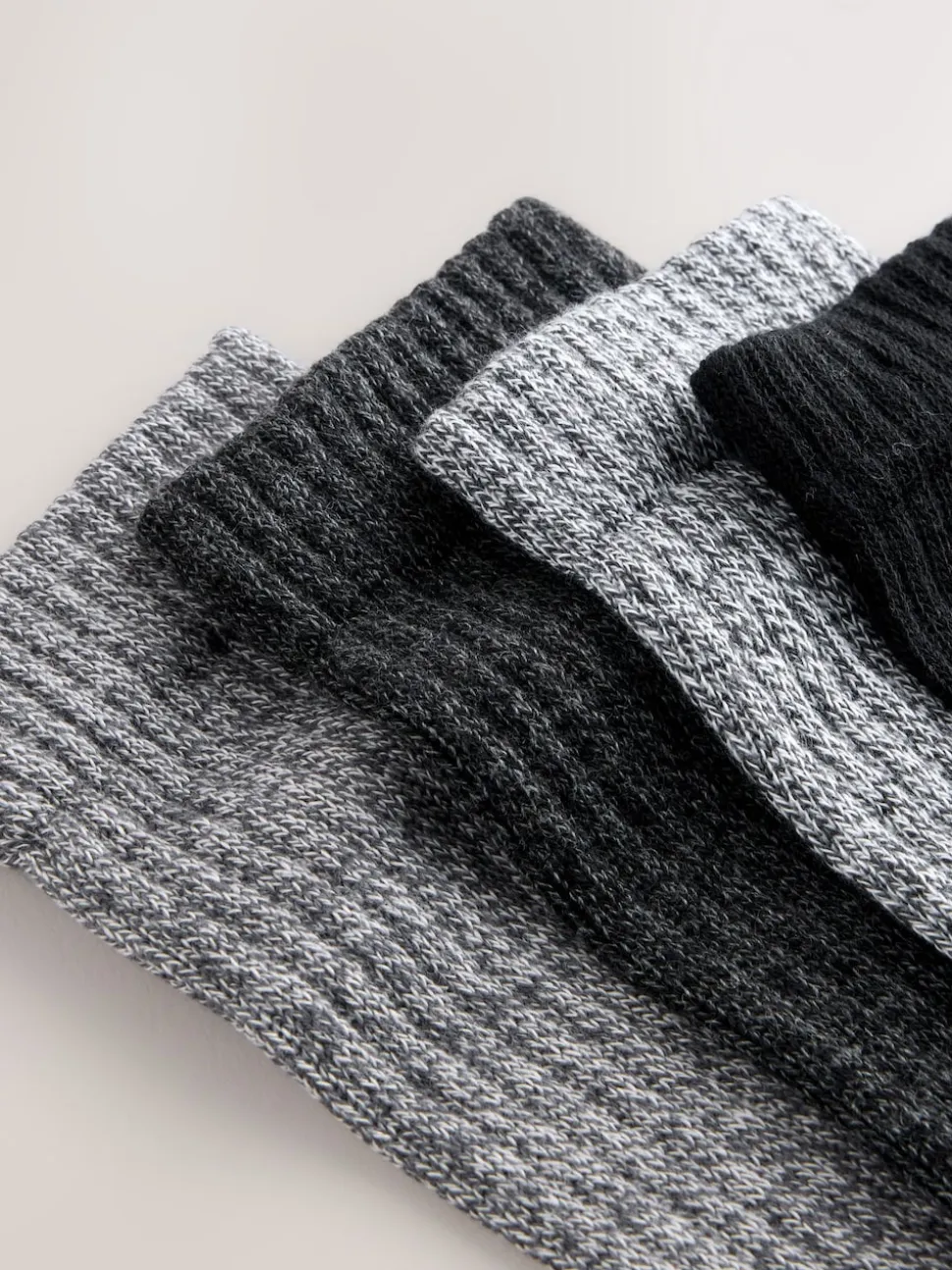 Grey Twisted Heavyweight Socks 4 Pack