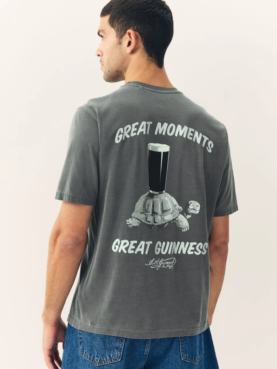 Grey Washed Relaxed Fit Guinness Licence T-Shirt