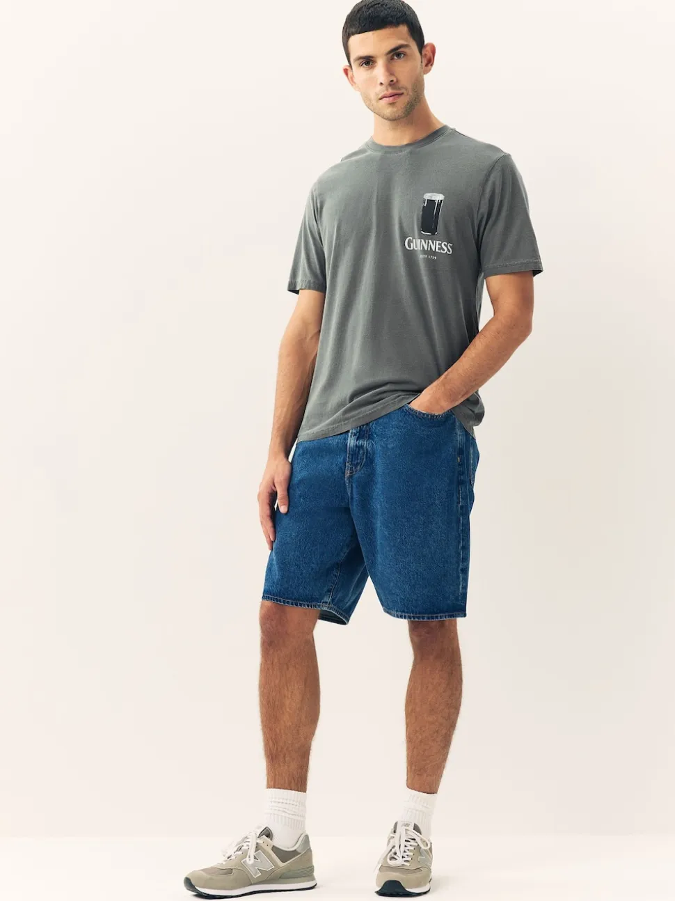 Grey Washed Relaxed Fit Guinness Licence T-Shirt