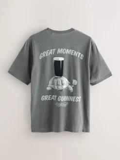 Grey Washed Relaxed Fit Guinness Licence T-Shirt