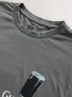 Grey Washed Relaxed Fit Guinness Licence T-Shirt