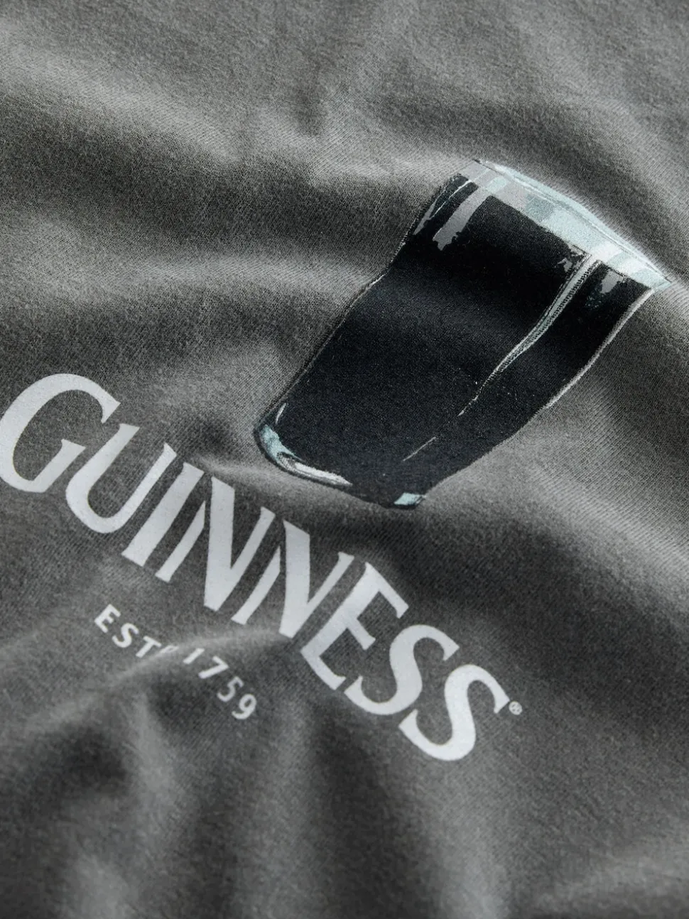 Grey Washed Relaxed Fit Guinness Licence T-Shirt