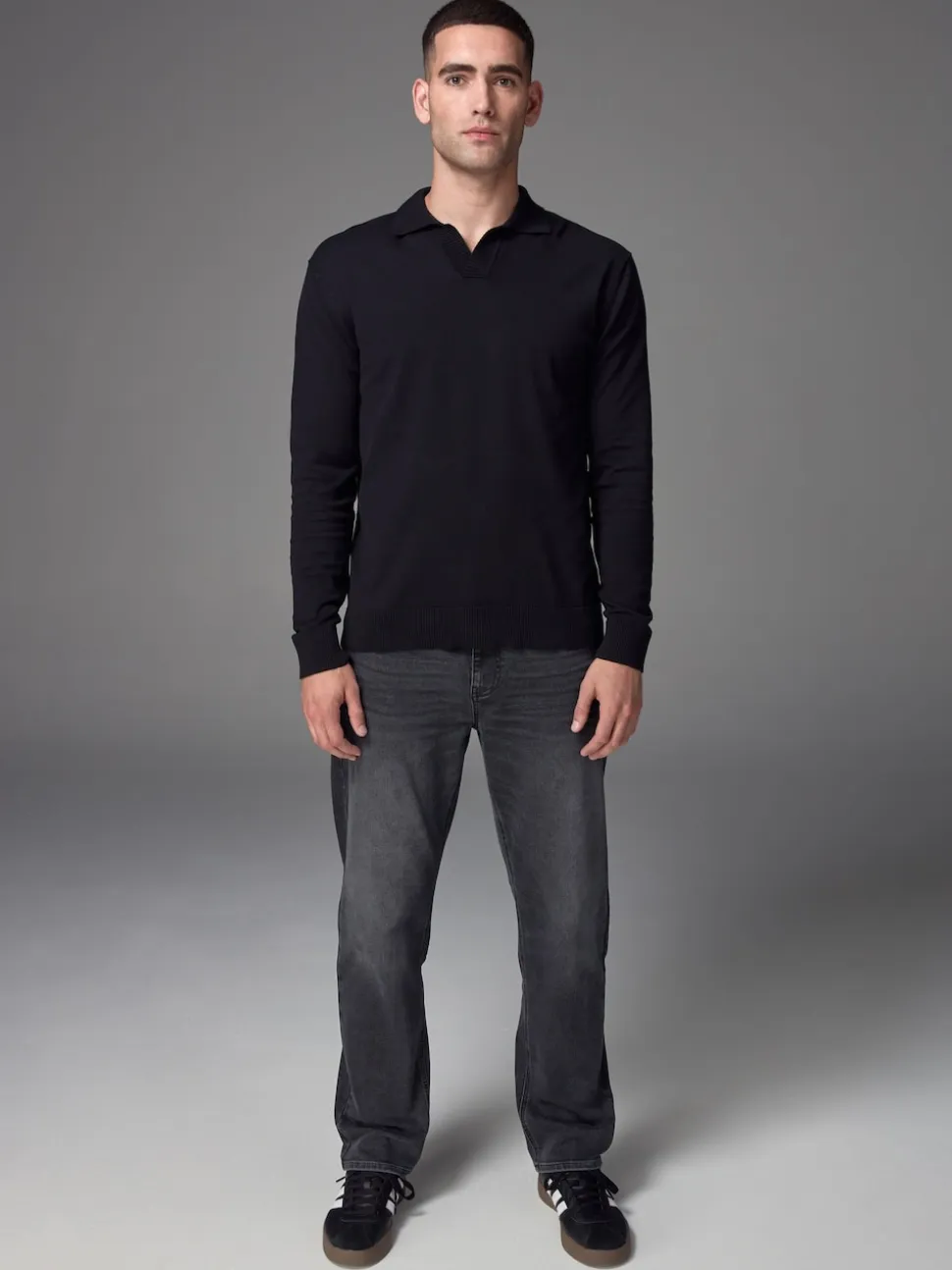 Grey Washed Straight Fit Straight Fit Essential Stretch Jeans