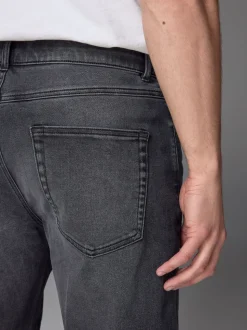 Grey Washed Straight Fit Straight Fit Essential Stretch Jeans