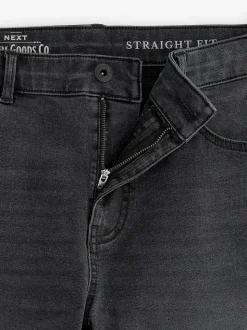 Grey Washed Straight Fit Straight Fit Essential Stretch Jeans