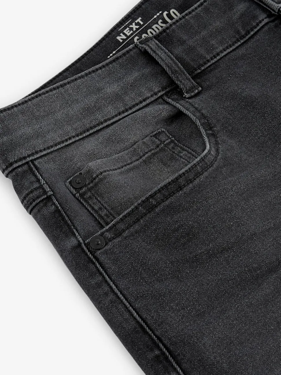Grey Washed Straight Fit Straight Fit Essential Stretch Jeans