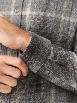Grey Western Style Ombre Check Long Sleeve Shirt