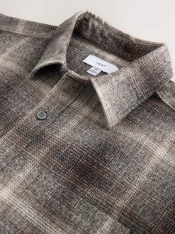 Grey Western Style Ombre Check Long Sleeve Shirt