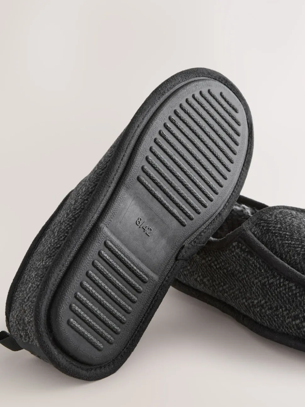 Grey Wide Fit Closed Back Slippers