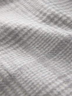 Grey Wool Blend Soft Touch Check Pea Coat