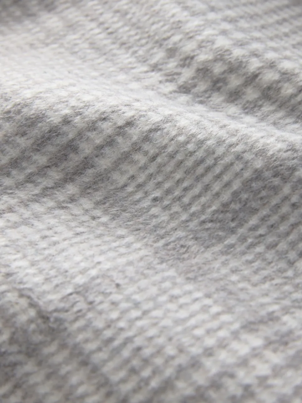 Grey Wool Blend Soft Touch Check Pea Coat