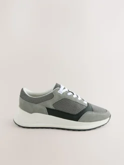 Grey/Black Smart Casual Lace Up Trainers