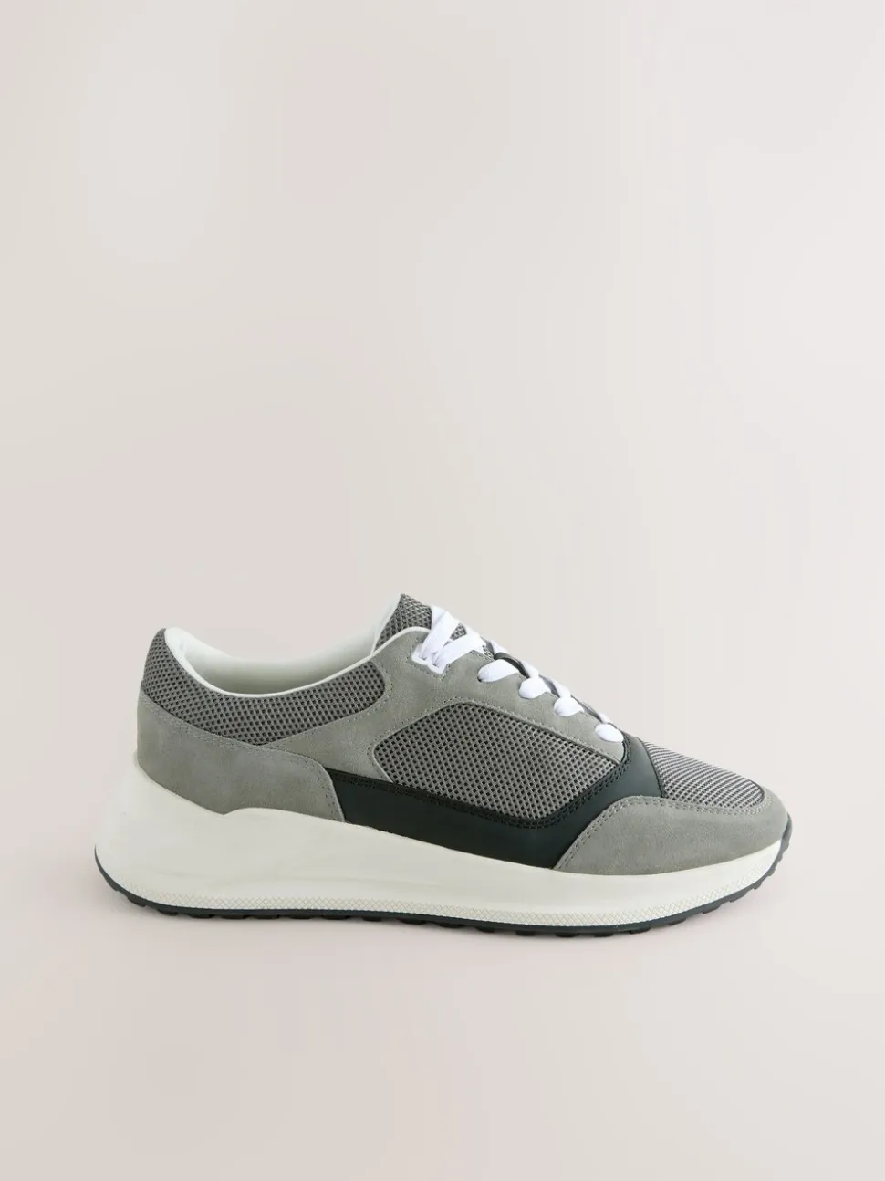 Grey/Black Smart Casual Lace Up Trainers