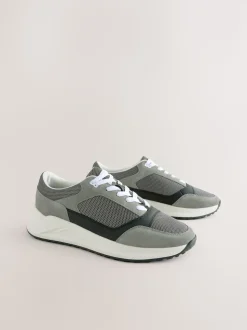 Grey/Black Smart Casual Lace Up Trainers