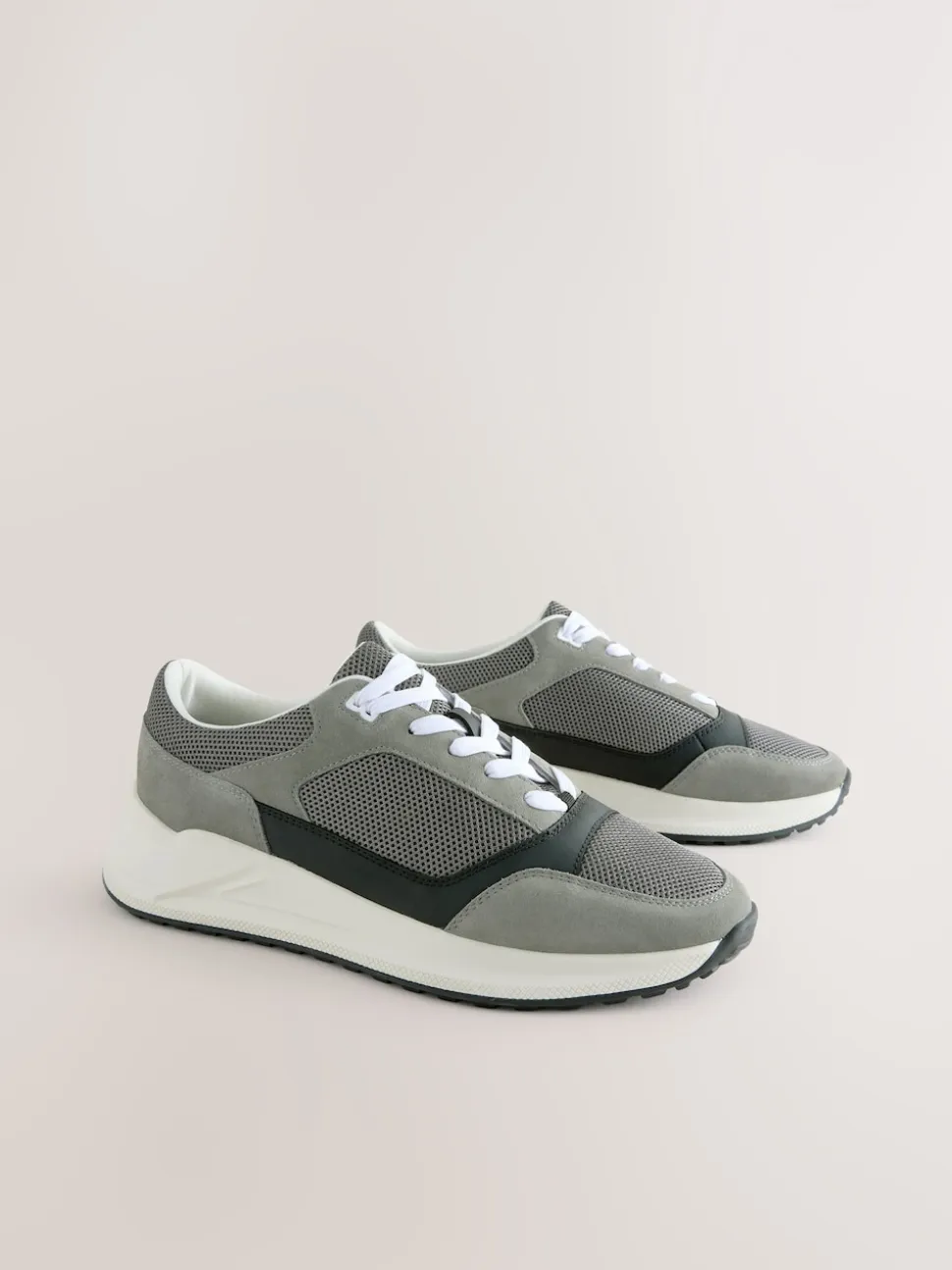 Grey/Black Smart Casual Lace Up Trainers