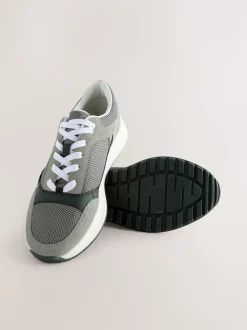 Grey/Black Smart Casual Lace Up Trainers