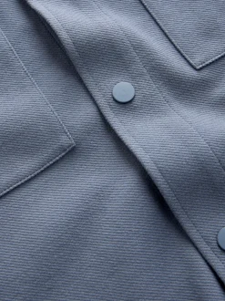 Grey/Blue Jersey Twill Popper Shackets 2 Pack