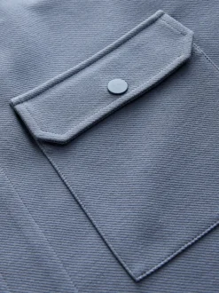 Grey/Blue Jersey Twill Popper Shackets 2 Pack