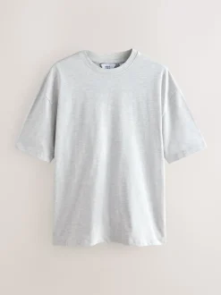 Grey/Light Blue/Navy Blue Marls Relaxed Fit Heavyweight T-Shirts 3 Pack