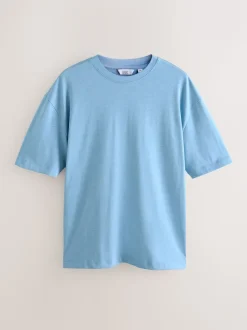 Grey/Light Blue/Navy Blue Marls Relaxed Fit Heavyweight T-Shirts 3 Pack