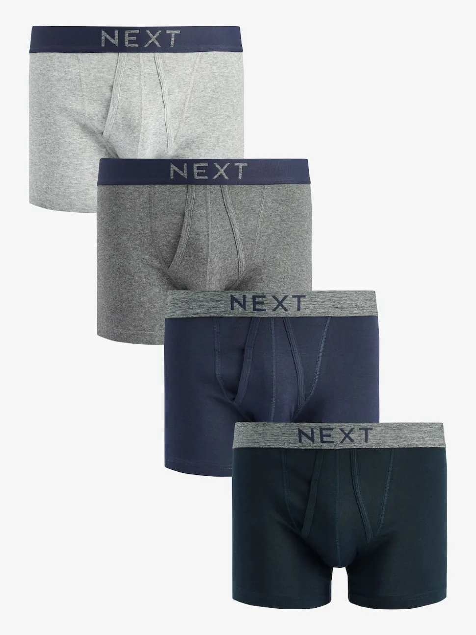 Grey/Navy 4 pack A-Front Pure 100% Cotton Boxers