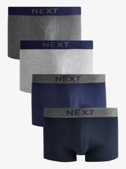 Grey/Navy 4 pack Hipster 100% Cotton Boxers