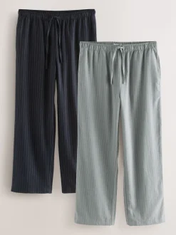 Grey/Neutral Stripe Woven Pyjama Bottoms 2 Pack