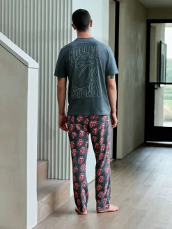Grey/Red The Rolling Stones Short Sleeve Pyjamas Set