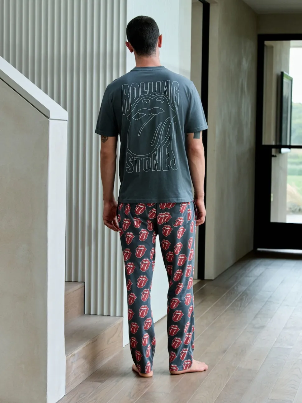 Grey/Red The Rolling Stones Short Sleeve Pyjamas Set