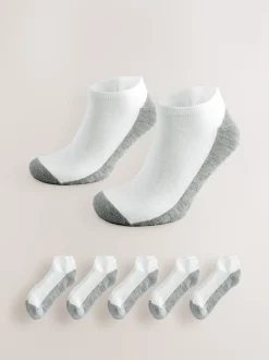 Grey/White 5 Pack Cushioned Trainers Socks
