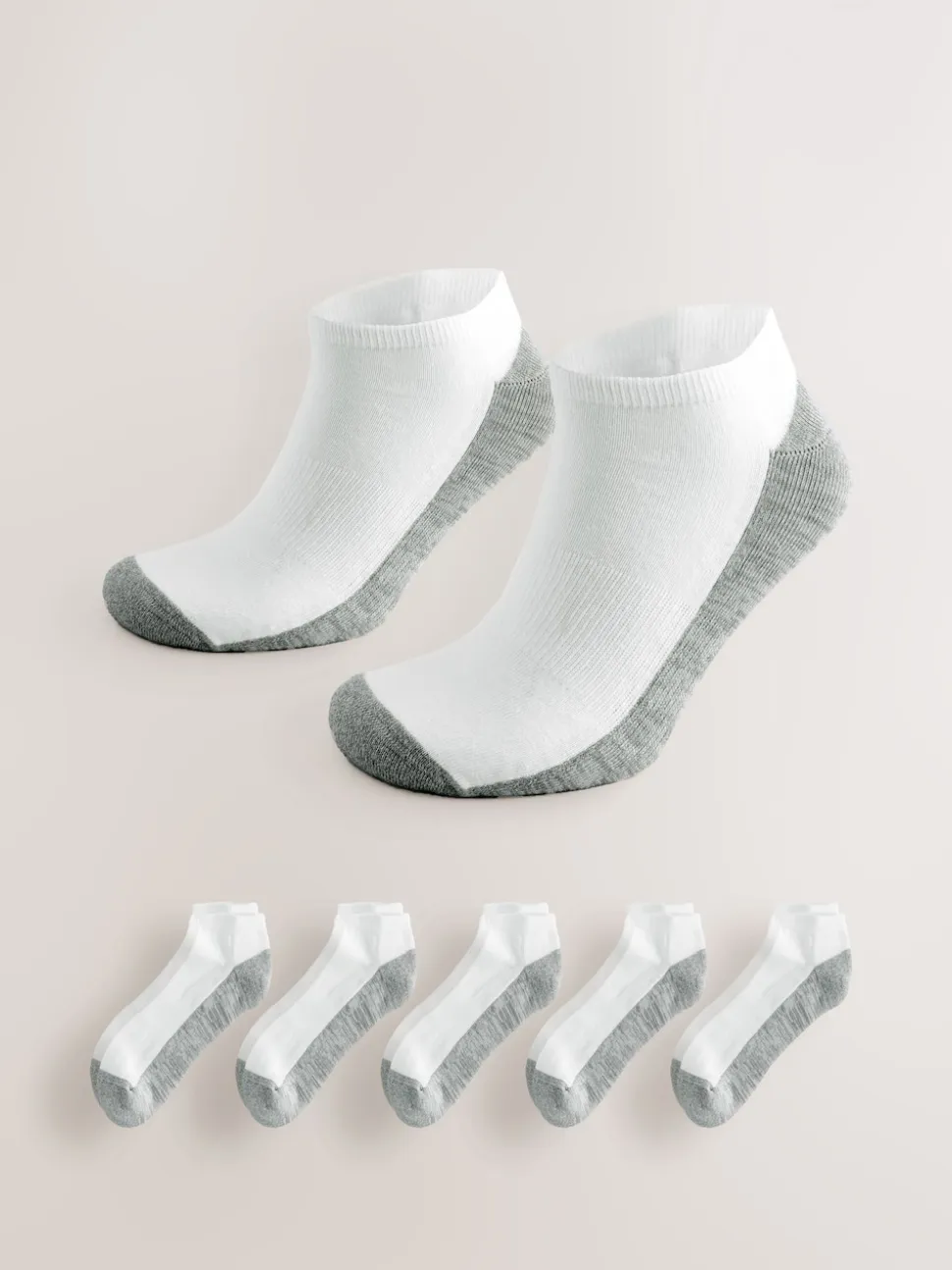 Grey/White 5 Pack Cushioned Trainers Socks