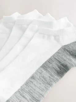 Grey/White 5 Pack Cushioned Trainers Socks