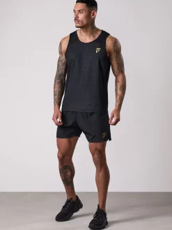 Gym King Black Fight Division Debossed Training 5 Shorts
