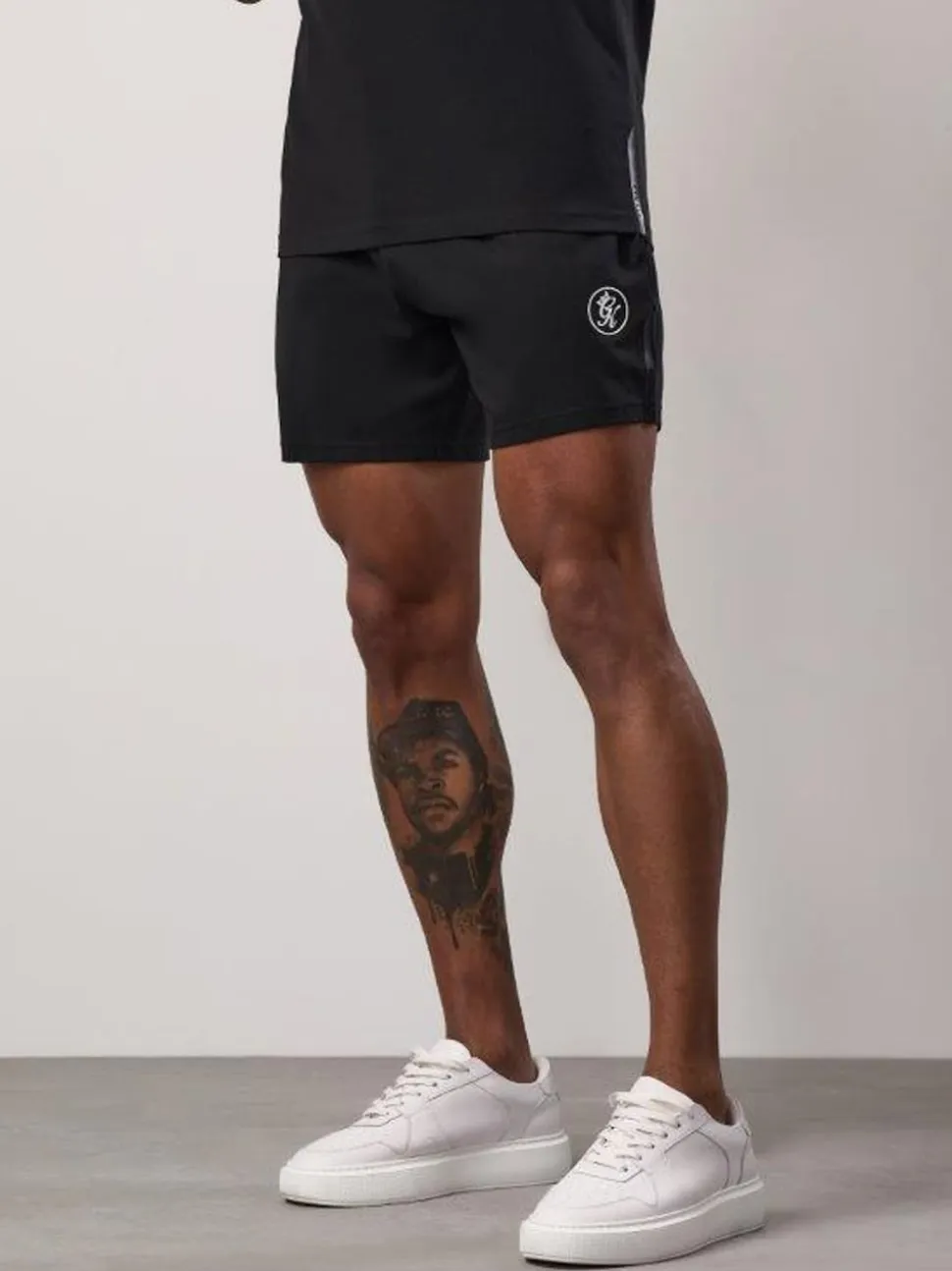Gym King Black Pro Logo Jersey Shorts
