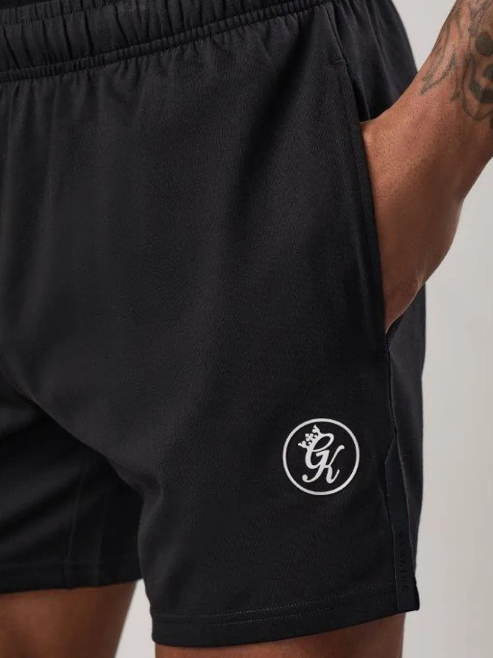 Gym King Black Pro Logo Jersey Shorts