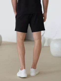 Gym King Black Signature Waffle Shorts