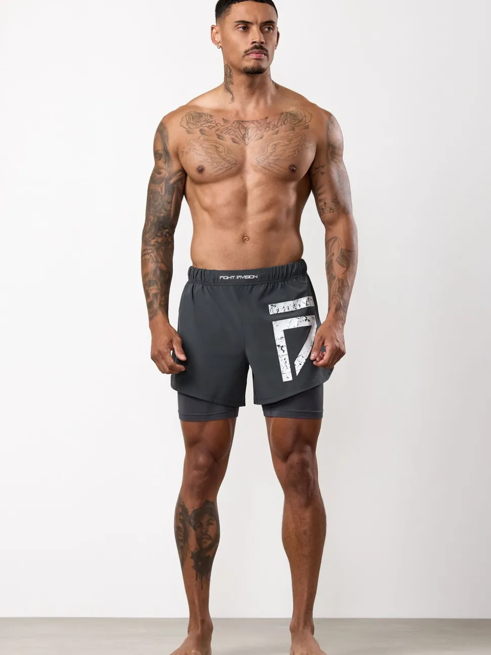 Gym King Grey Fight Division Combat 5 Inch Shorts