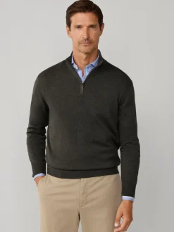 Hackett Cotton Embroidered Logo Quarter Zip Jumper