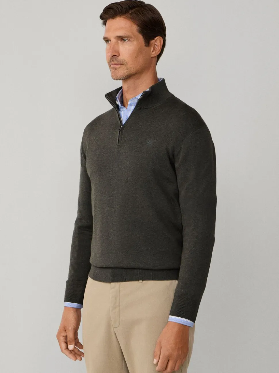 Hackett Cotton Embroidered Logo Quarter Zip Jumper