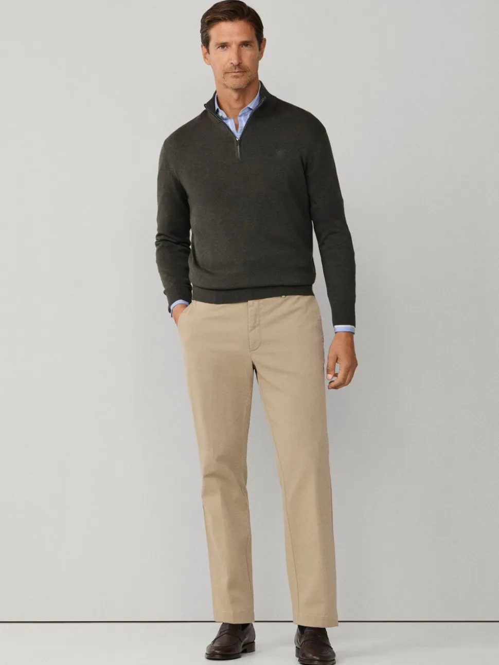 Hackett Cotton Embroidered Logo Quarter Zip Jumper
