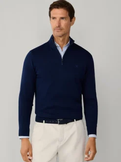 Hackett Cotton Embroidered Logo Quarter Zip Jumper