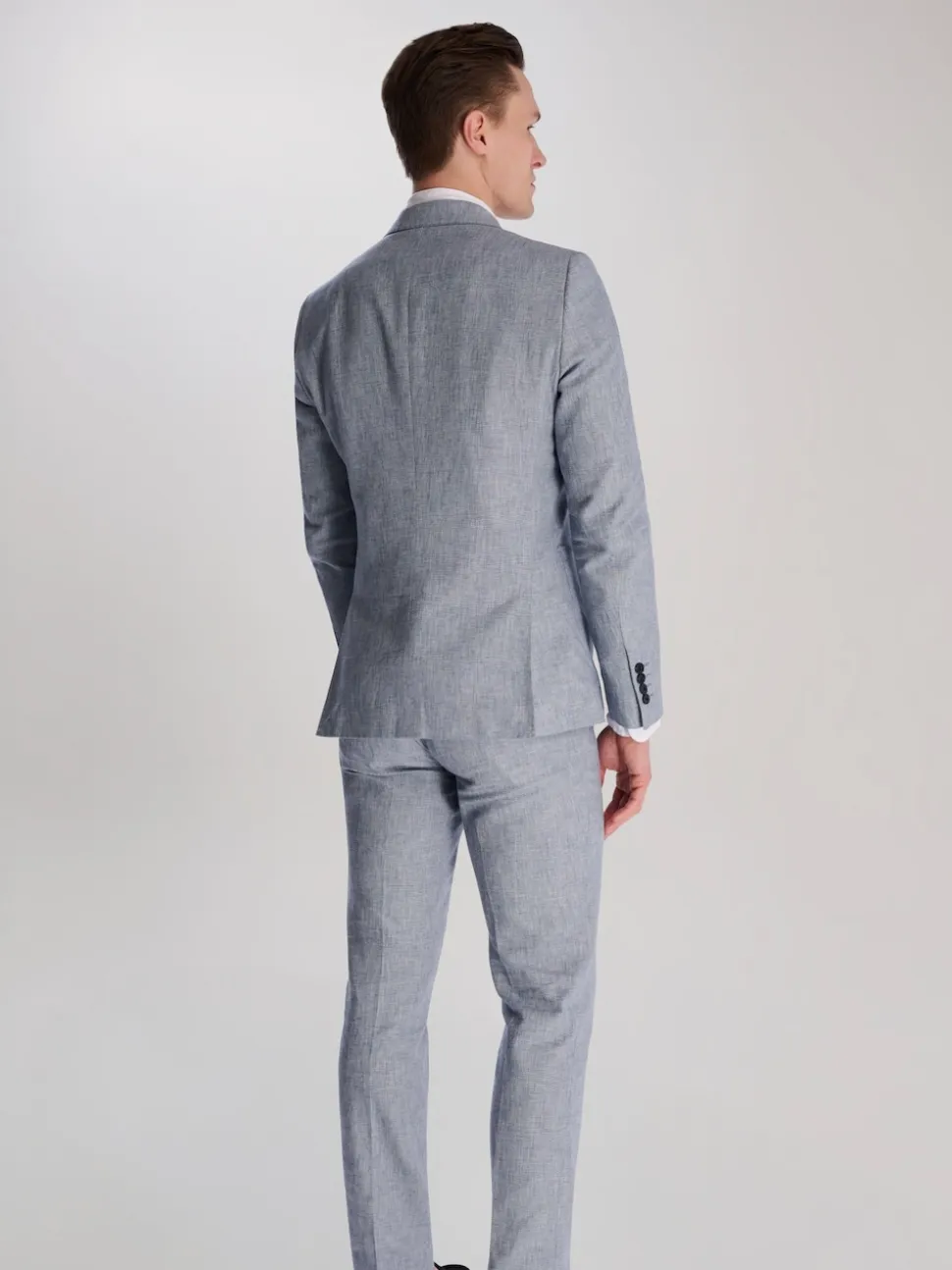 Harry Brown Blue Giacomo Cotton Linen Double Breasted Suit Jacket