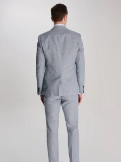 Harry Brown Blue Giacomo Slim Fit Cotton Linen Suit Jacket